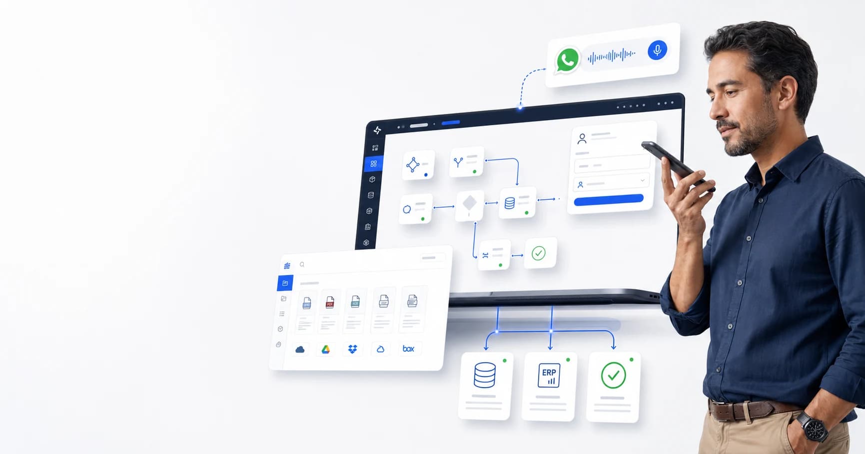 Un equipo coordina una operacion de supply chain con Gloo ejecutando dentro de sus sistemas